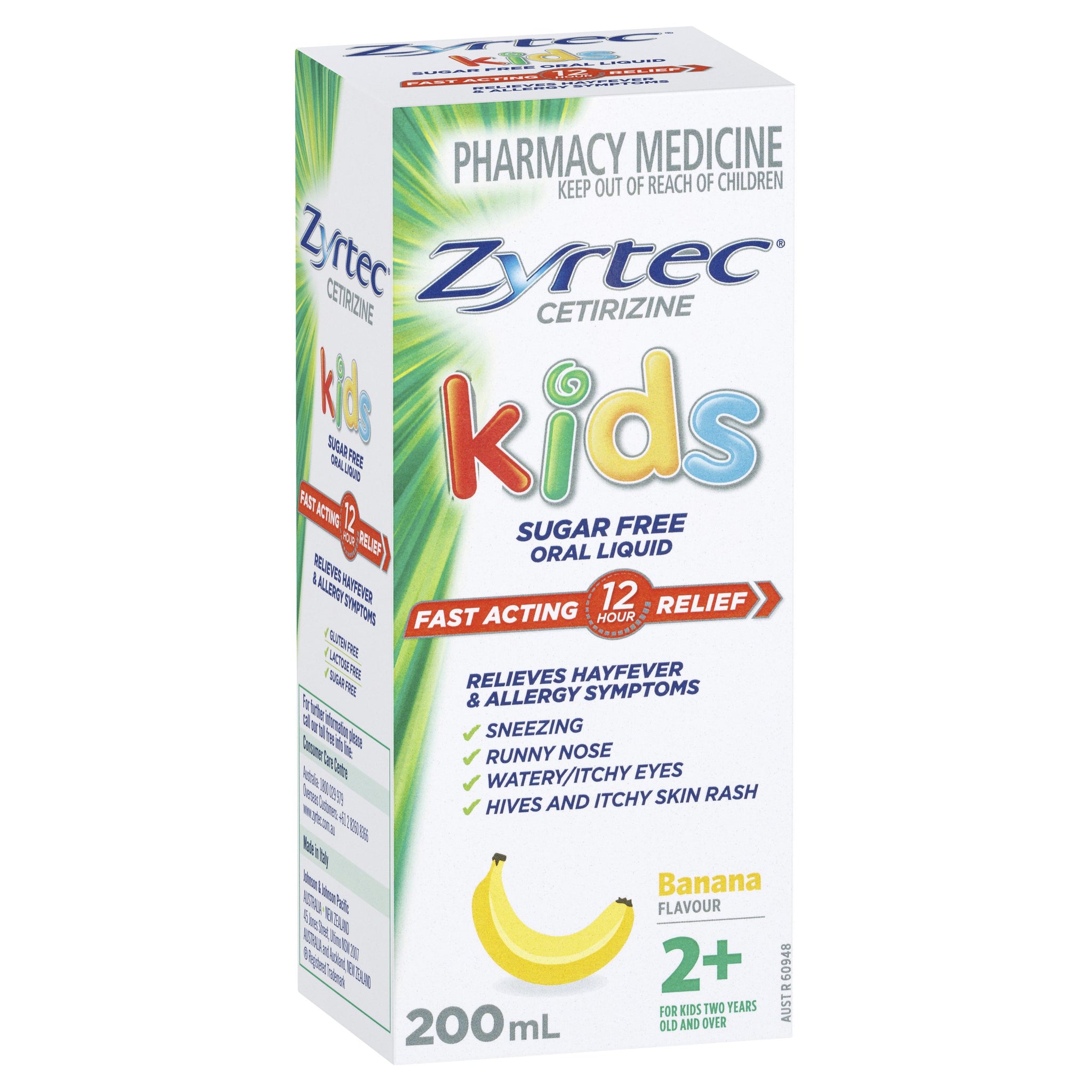 Zyrtec Hayfever Rapid Acting Kids Banana Flavour Oral Liquid 200ml Li Better Value Pharmacy