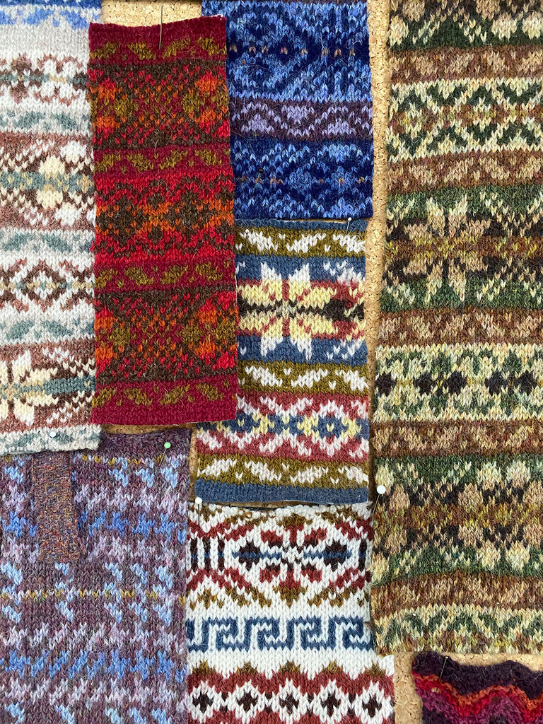 Fair Isle Knitting Patterns on display at Wilma Malcomson Shop