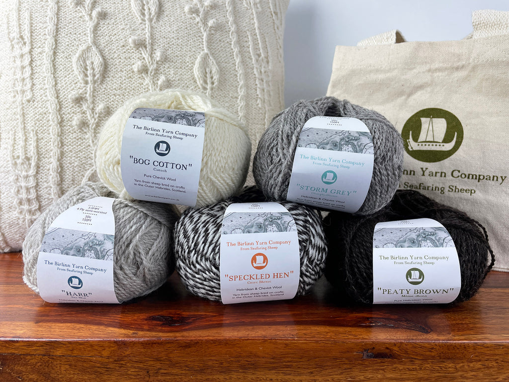 The Birlinn Yarn Company range of un-dyed knitting wool