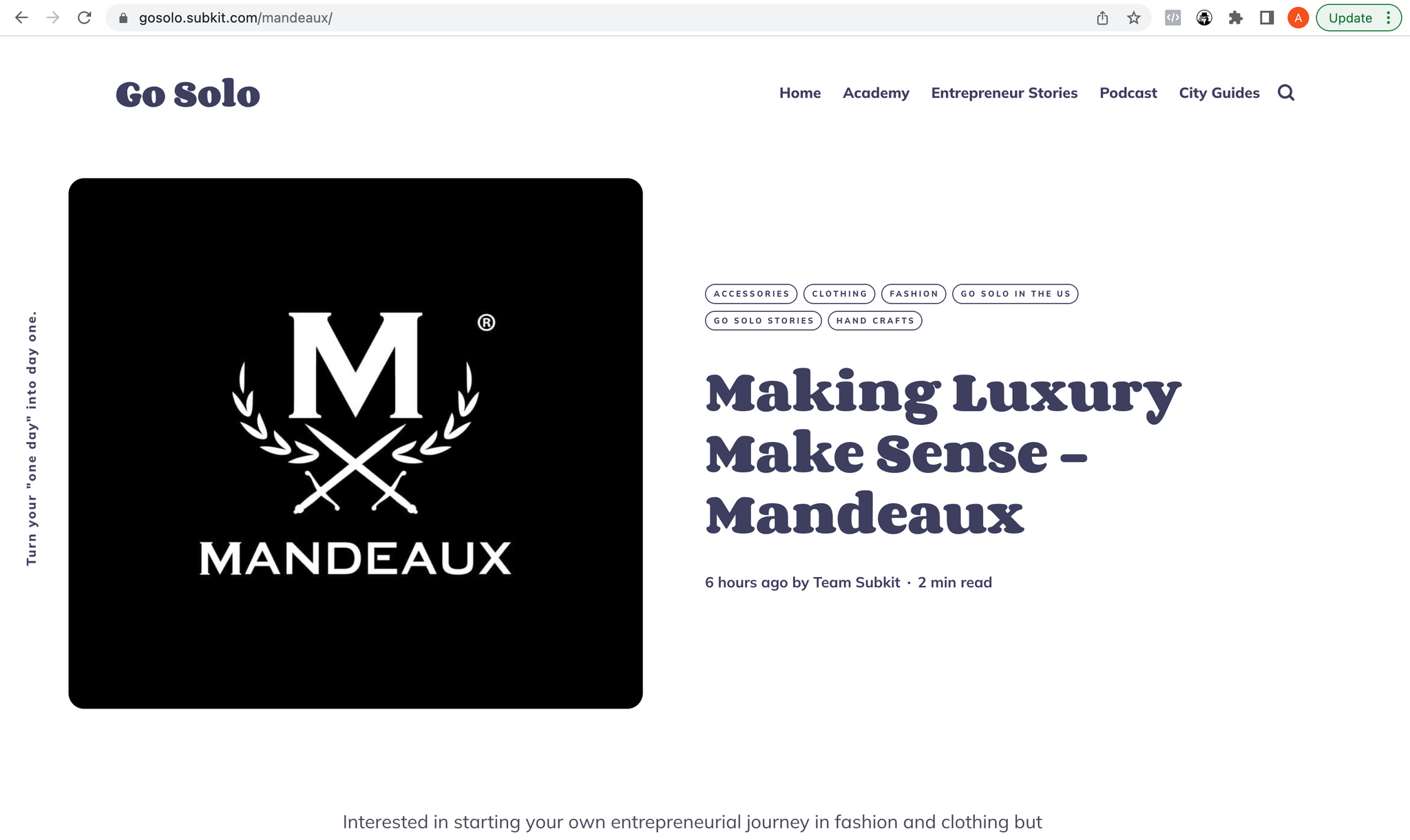 Digital magazine interviews Mandeaux Founder Aaron Sharp about starting a luxury shoe business