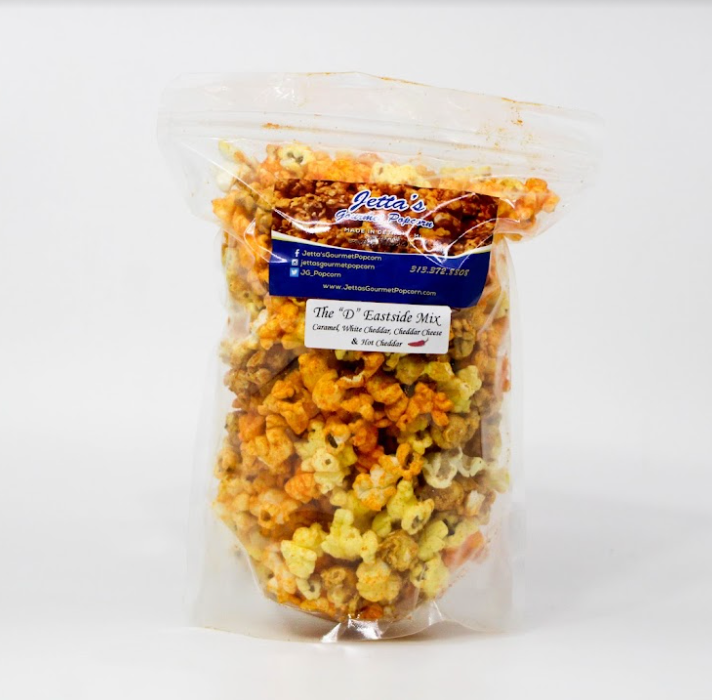 Gourmet Cheddar Cheese Popcorn by It's Delish, 6 oz Jumbo-Sized Reusable Container (Jar) Festive Caramel Corn Air Popped Sweet and Crunchy Glazed Car
