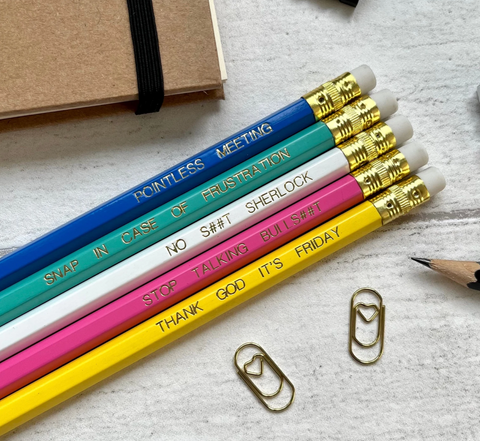 funny pencils with text