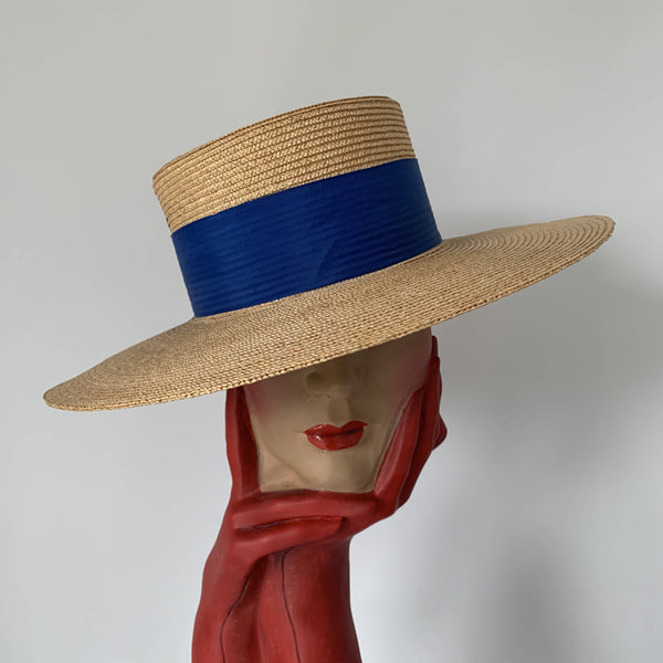 Rare Chanel iconic runway vintage statement chic summer straw boater hat in  navy black – The Hat Circle by X Terrace