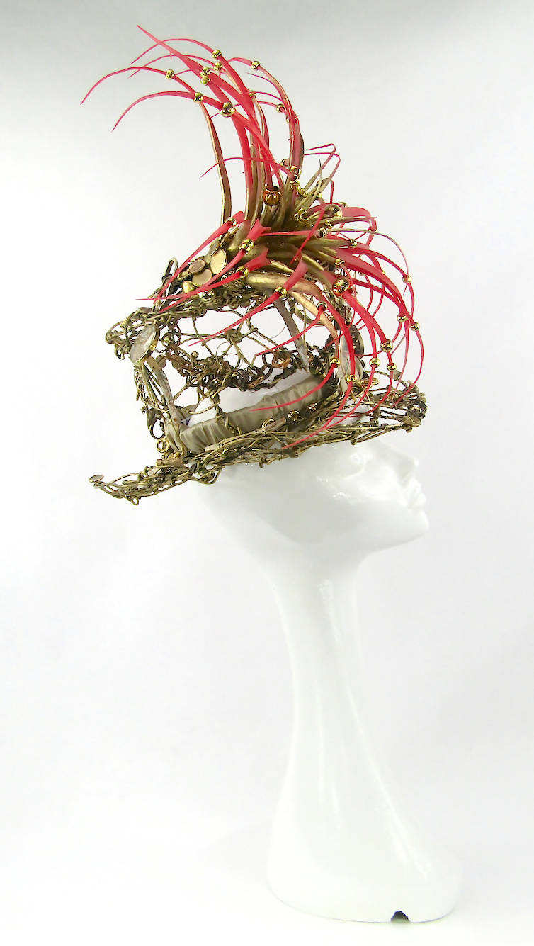 Gold Wired Top Hat With Exotic Flower – The Hat Circle by X Terrace