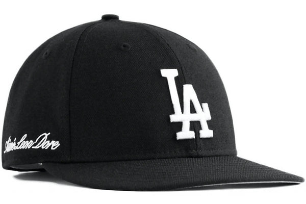 🔥Black Ay El Ay En LA dodgers Fitted Cap Size 7 1/4 IN HAND SHIPS ASAP🚛