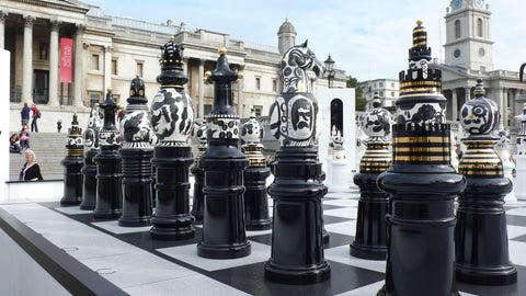 life-sized chess set  in London’s Trafalgar Square