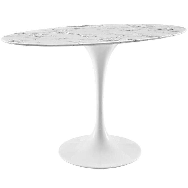 Tulip Style 48" Oval-Shaped Marble Dining Table - EMFURN