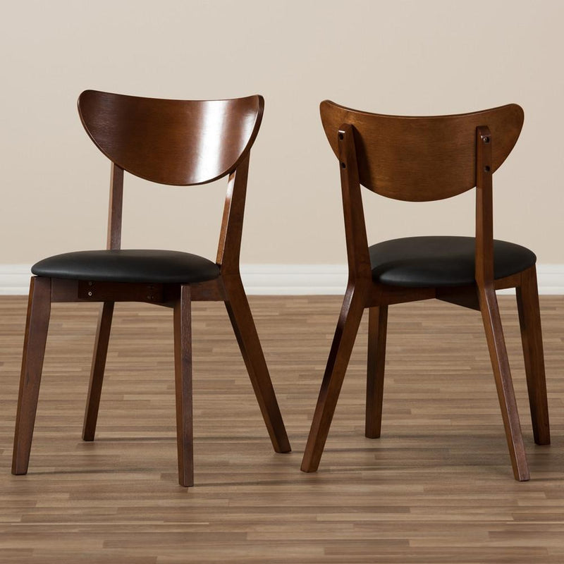 Sunny Mid-Century Walnut Brown Dining Chair Set Of 2 – EMFURN