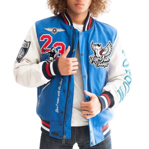 Flying Gun Varsity – Top Wool-Pu (Purple/Black) City Legend USA Man Jacket TGJ2237