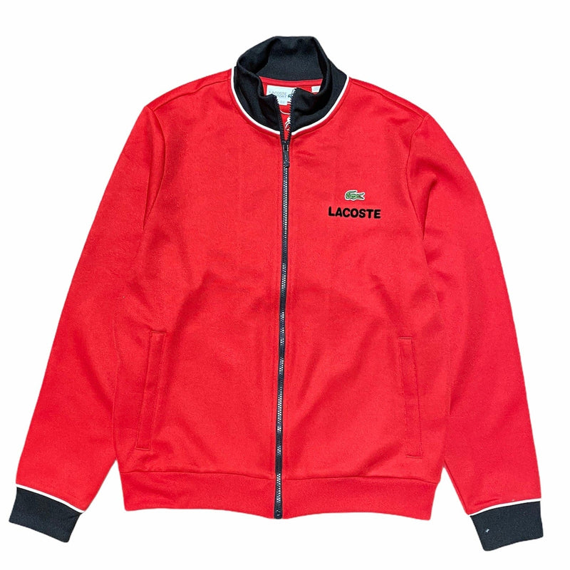 Lacoste Sport Contrast Accents Print Zip Sweatshirt (Red/Black/White ...