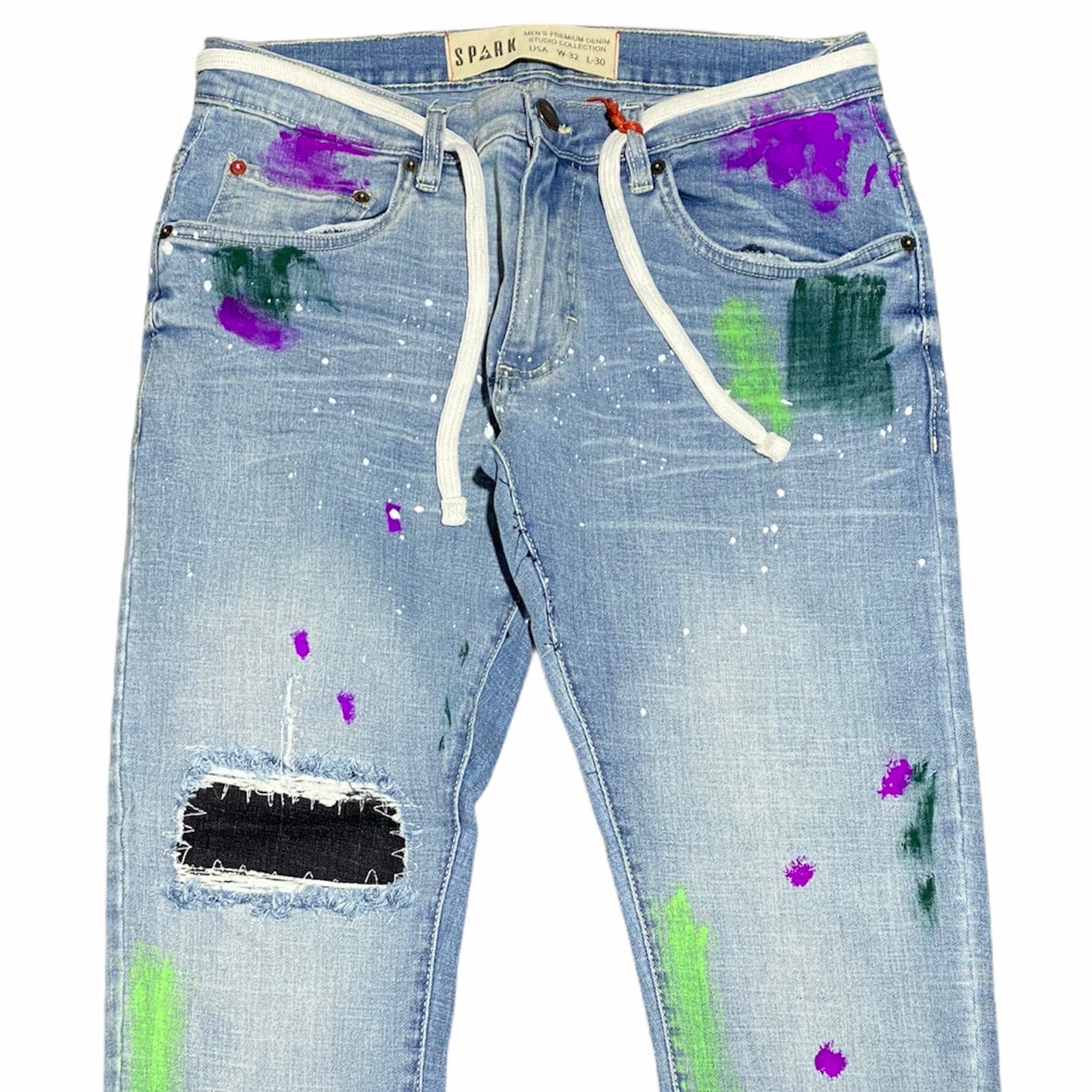 Spark Paint Splattered Denim Jeans (Light Blue) S11200 – City Man USA