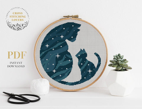 Cat Plant Cross Stitch Pattern – Cross Stitch Foxy