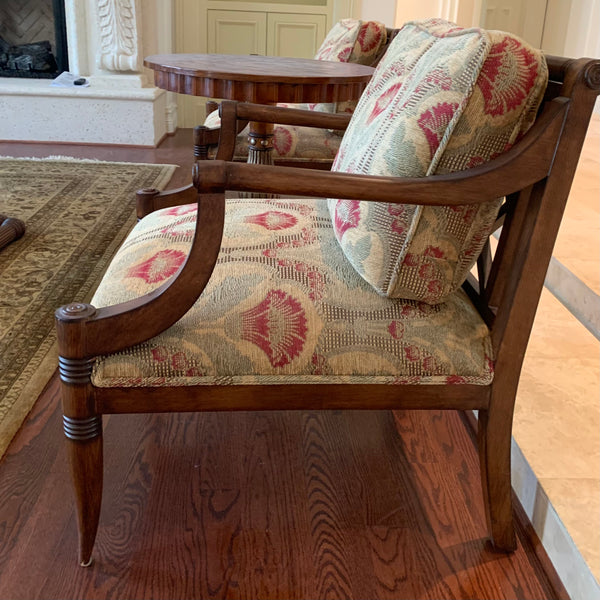 Chair before it is refinished and recovered reupholstered