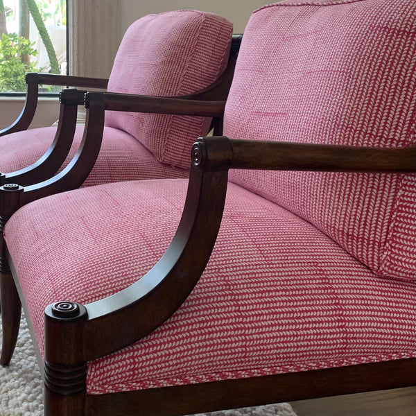 Chairs that have been recovered in a John Robshaw textile