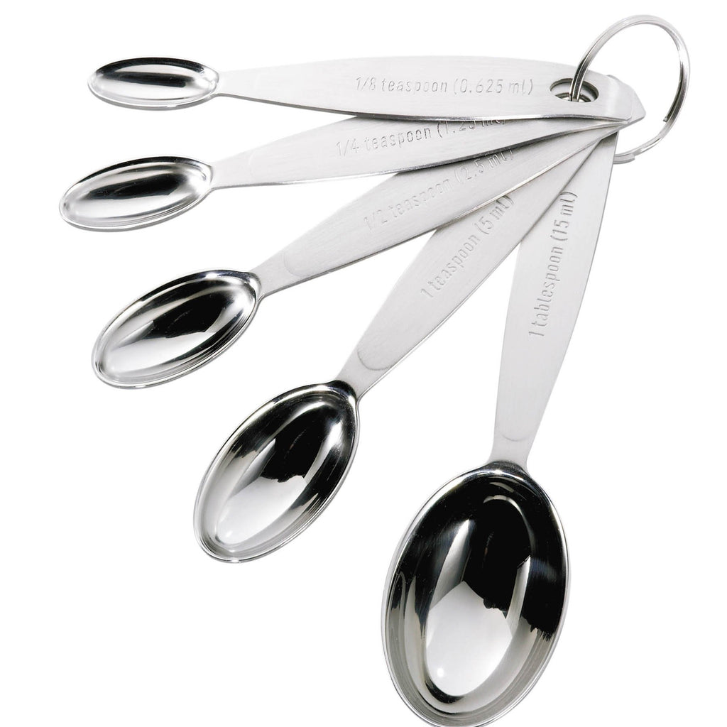 13-piece Measuring Cups and Spoons Set, 18/8 Stainless Steel Heavy Duty  Ergonomic Handle with Ring Connector, Silver
