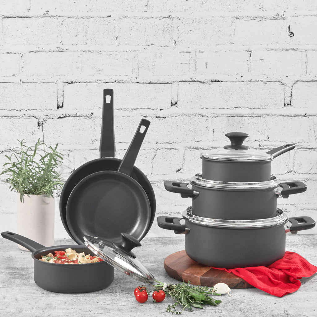 Choice 5-Piece Aluminum Cookware Set with 2.75 Qt. Sauce Pan, 3.75 Qt.  Sauce Pan, 8 Qt. Stock Pot with Cover, and 10 Fry Pan