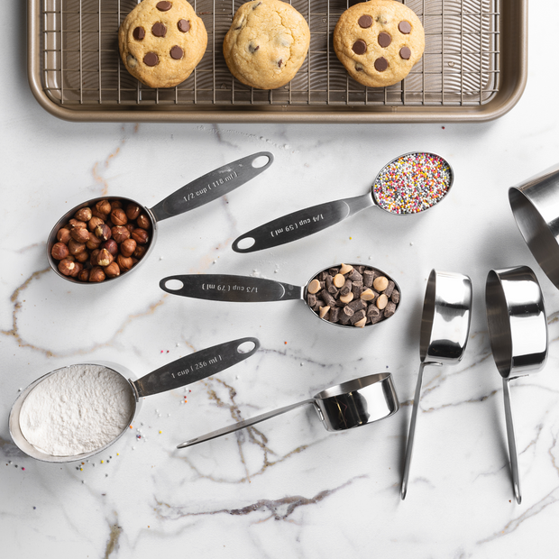 Stainless Steel Measuring Cup Set - Precision Baking & Cooking with  Stackable Copper Plated Cups - Complete Measuring Cup & Spoon Set (4 Cups  Measuring 1/4 cup, 1/3 cup, 1/2 cup, 1 cup)