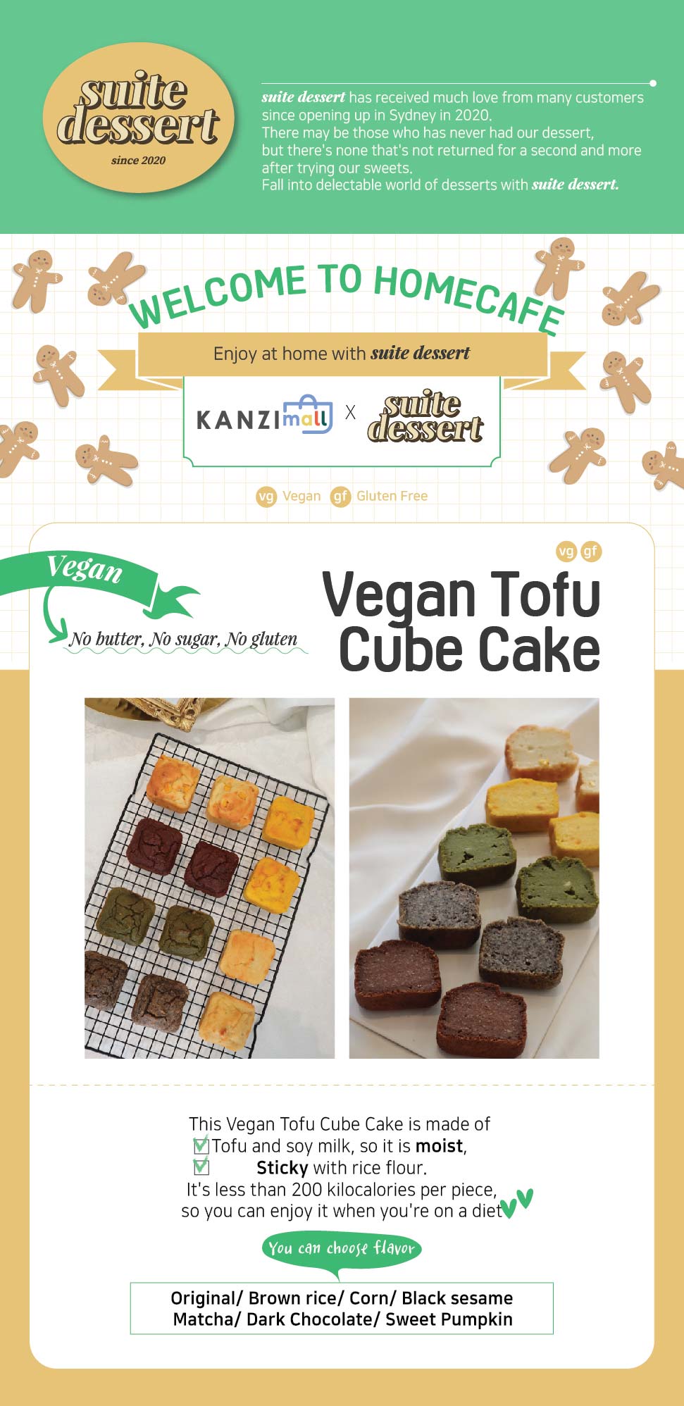 suite dessert vegan tofu cube cake