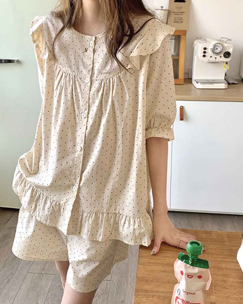 Lovely Dot Sleepwear set fashion korean kanzi