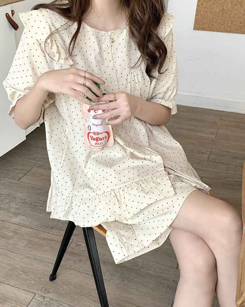 Lovely Dot Sleepwear set fashion korean kanzi