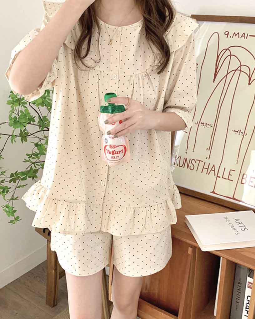 Lovely Dot Sleepwear set fashion korean kanzi