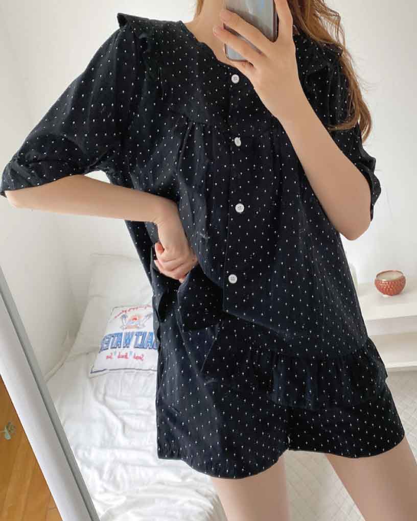 Lovely Dot Sleepwear set fashion korean kanzi