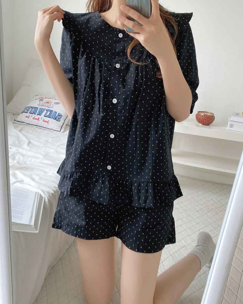 Lovely Dot Sleepwear set fashion korean kanzi