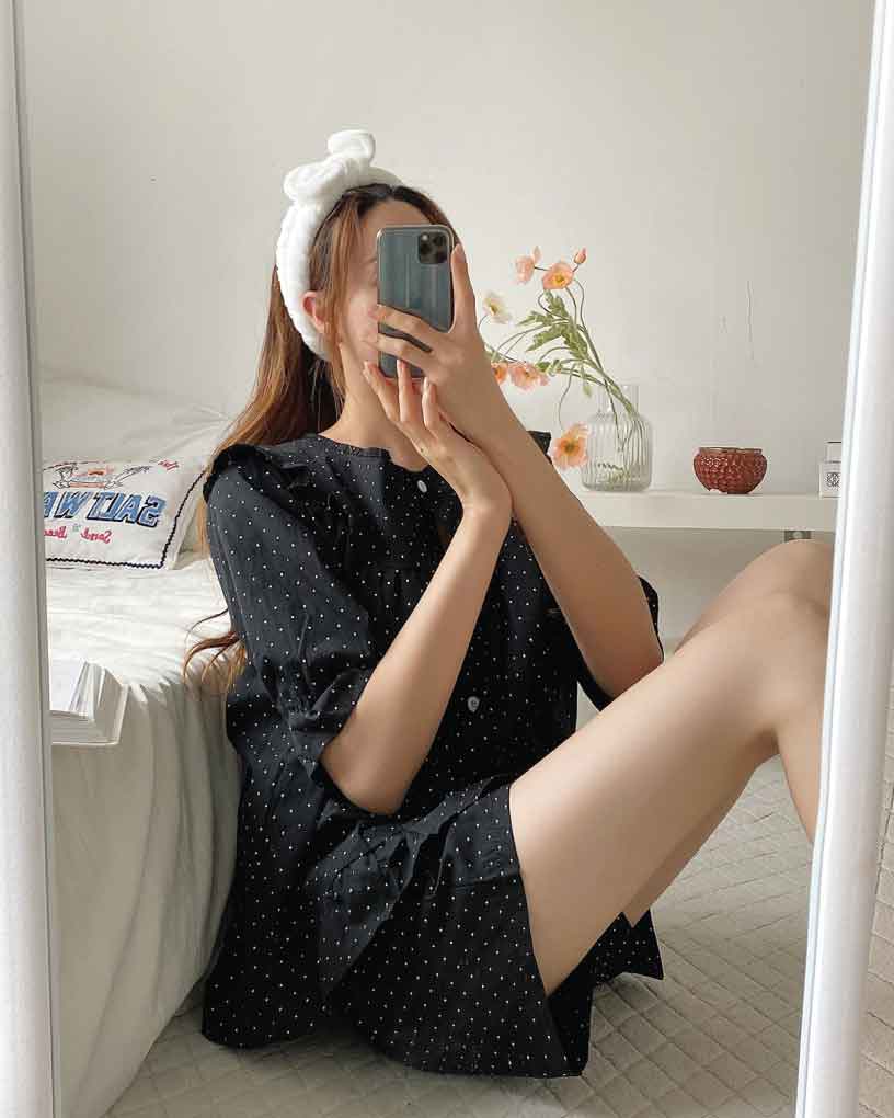 Lovely Dot Sleepwear set fashion korean kanzi