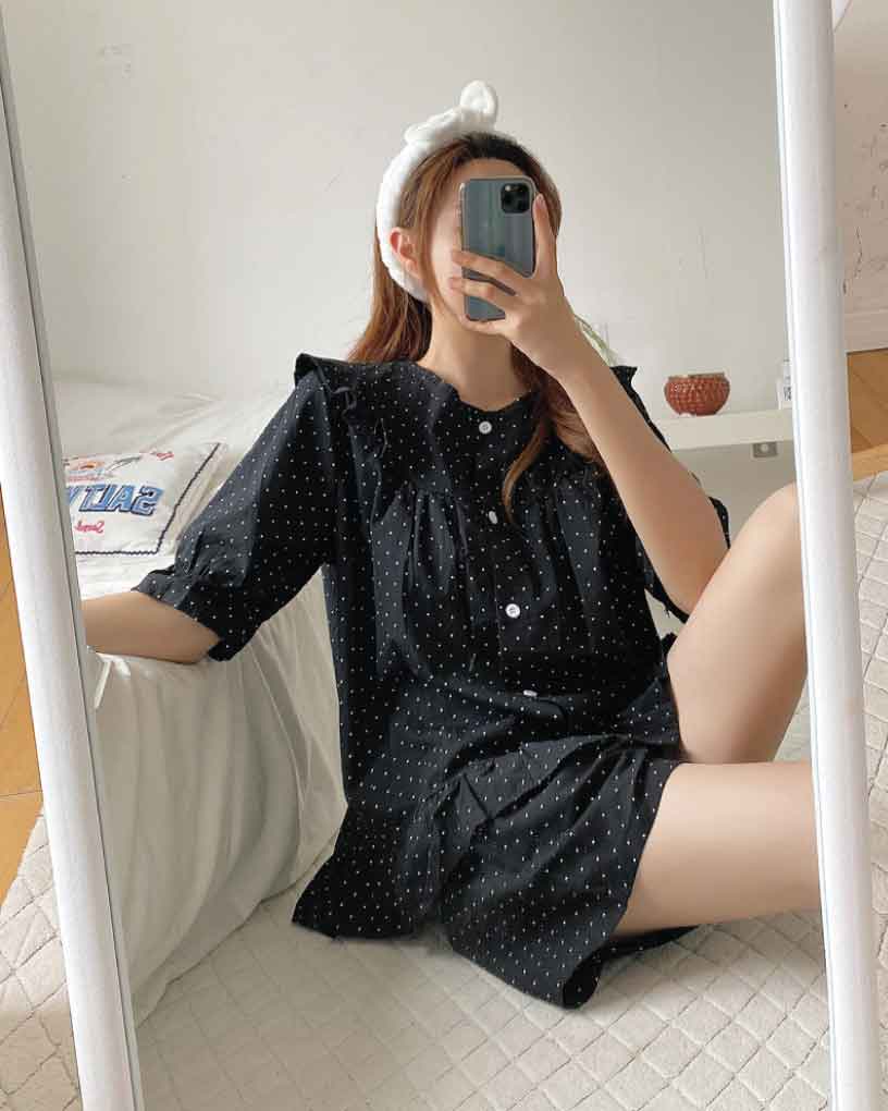 Lovely Dot Sleepwear set fashion korean kanzi