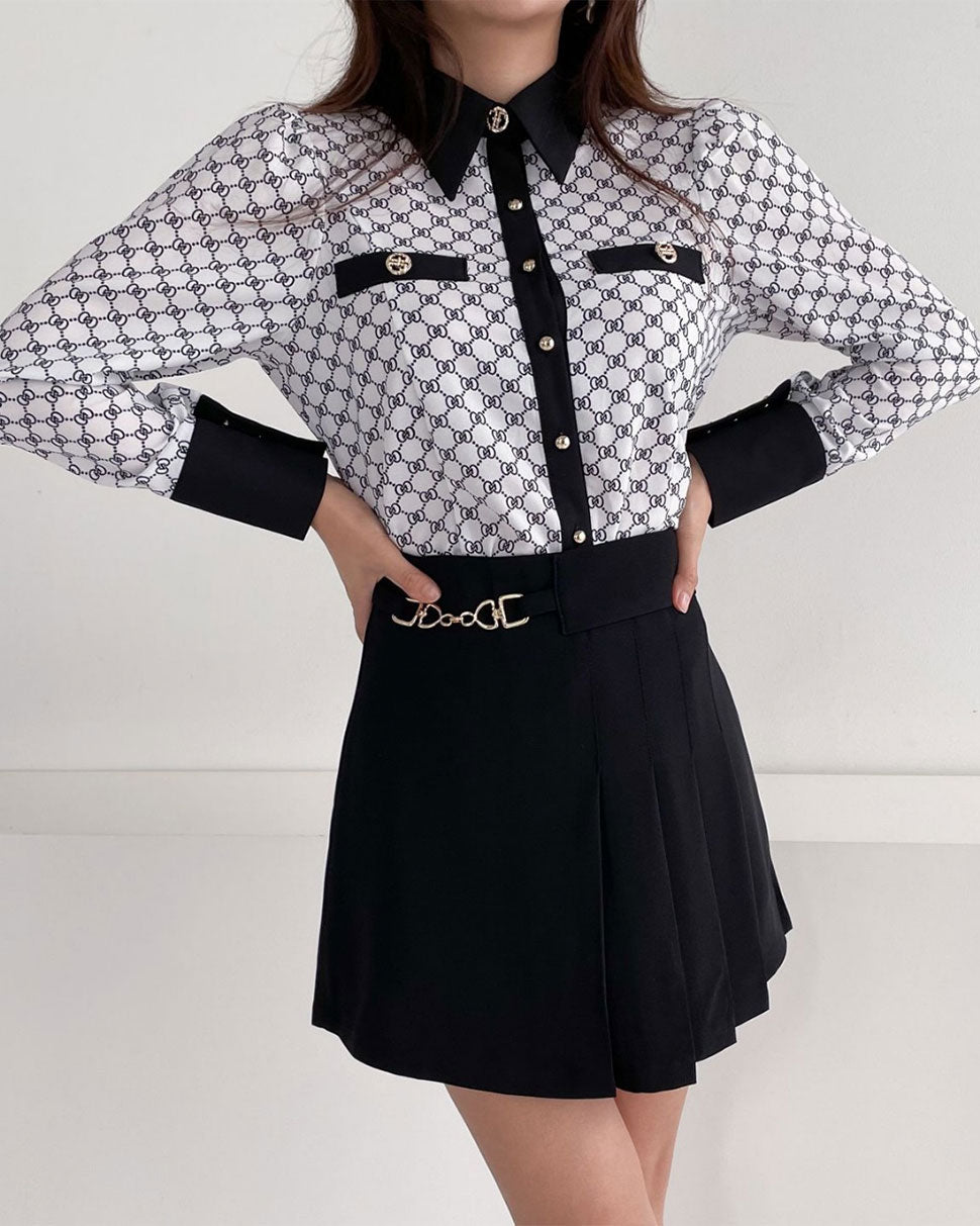 Chess Button Blouse