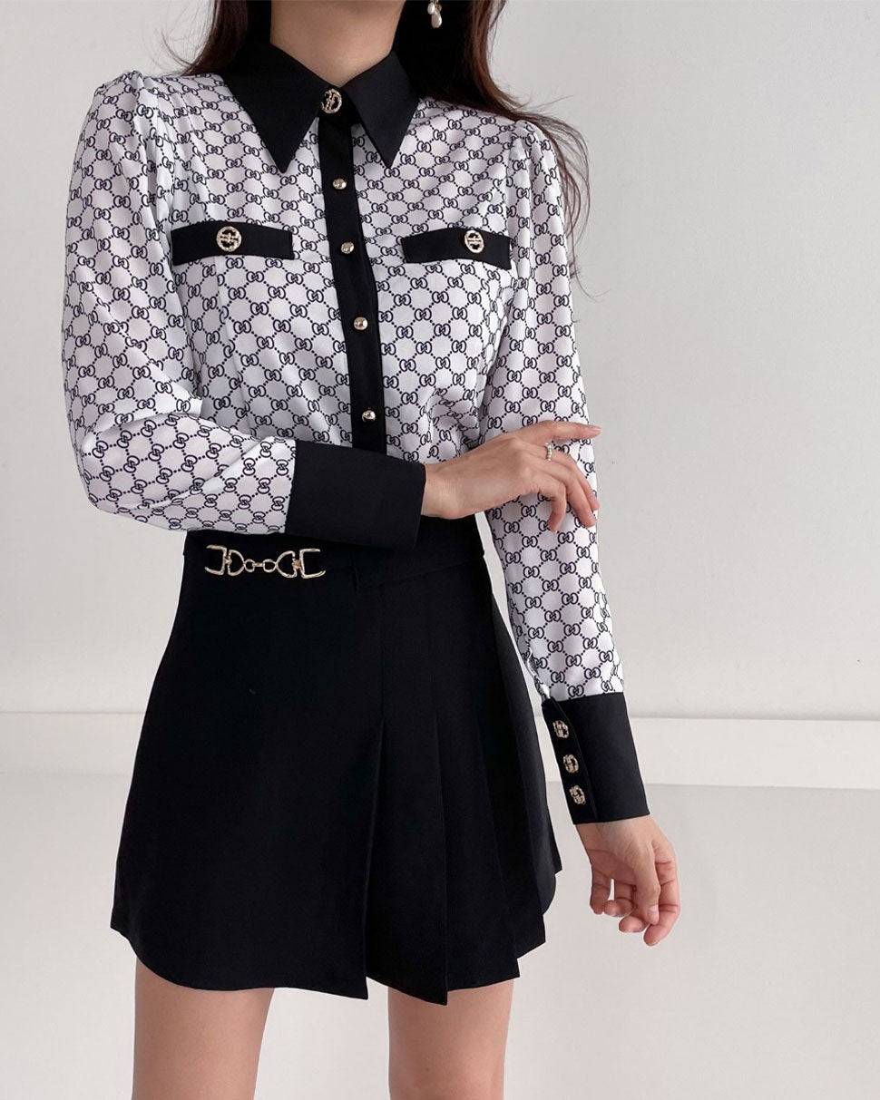 Chess Button Blouse