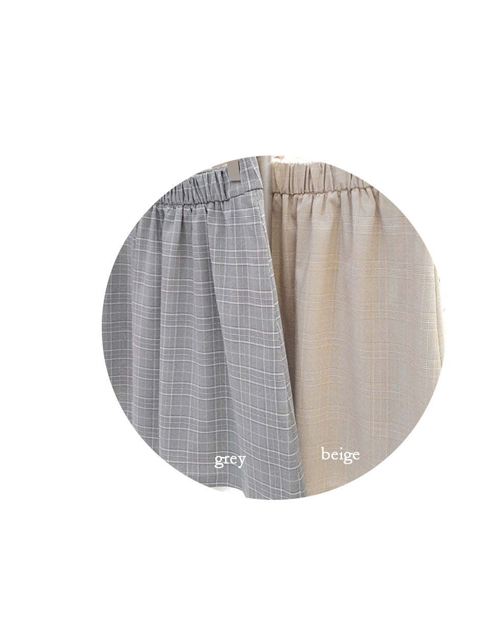 wafers skirt check pattern grey beige fashion