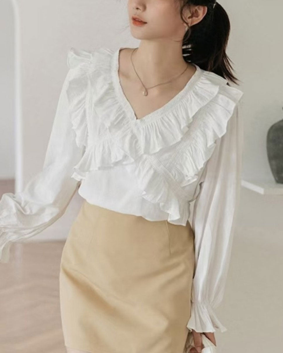 brochure blouse 브로셔 블라우스 cream Frill