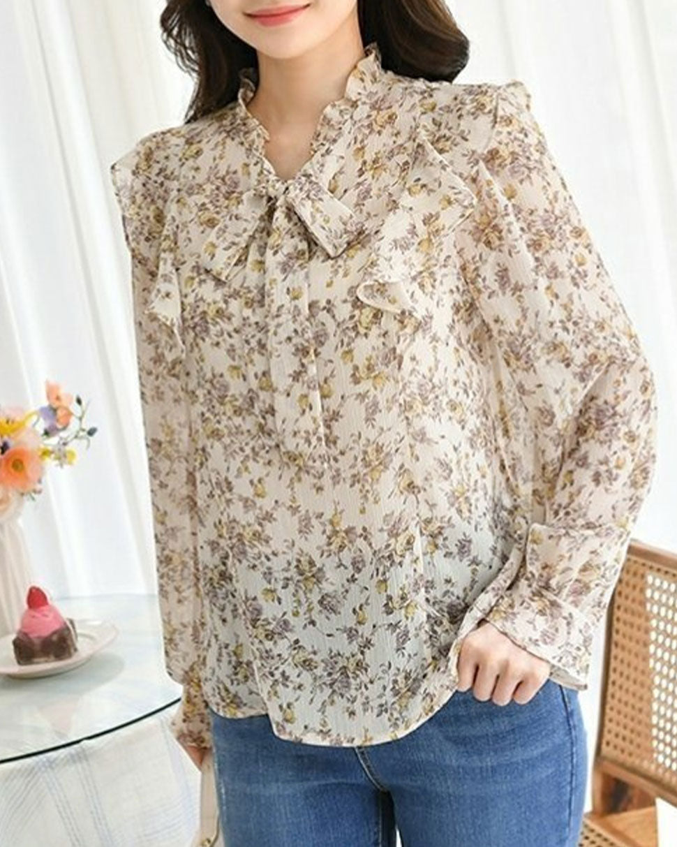 flower blouse office look lovely fashion Korea Australia life