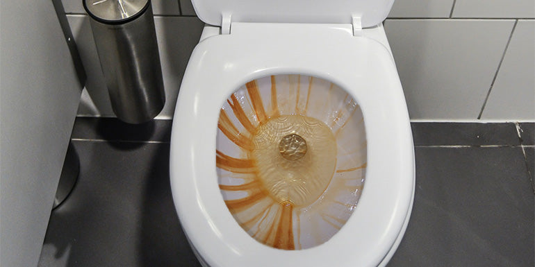 red brown iron stains in toilet