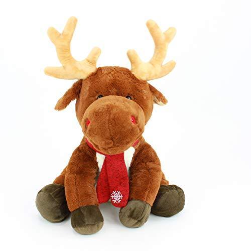 Gitzy Plush HOLIDAY Moose with Red Scarf - Stuffed Animal for Kids - HOLIDAY Decoration