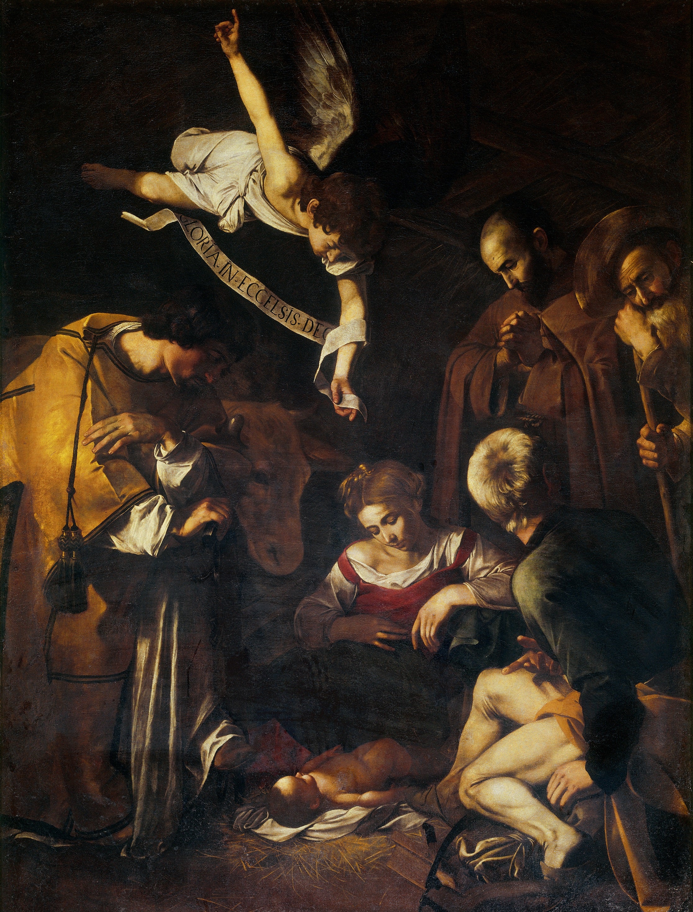 Nativity with Saint Francis and Saint Lawrence - Caravaggio