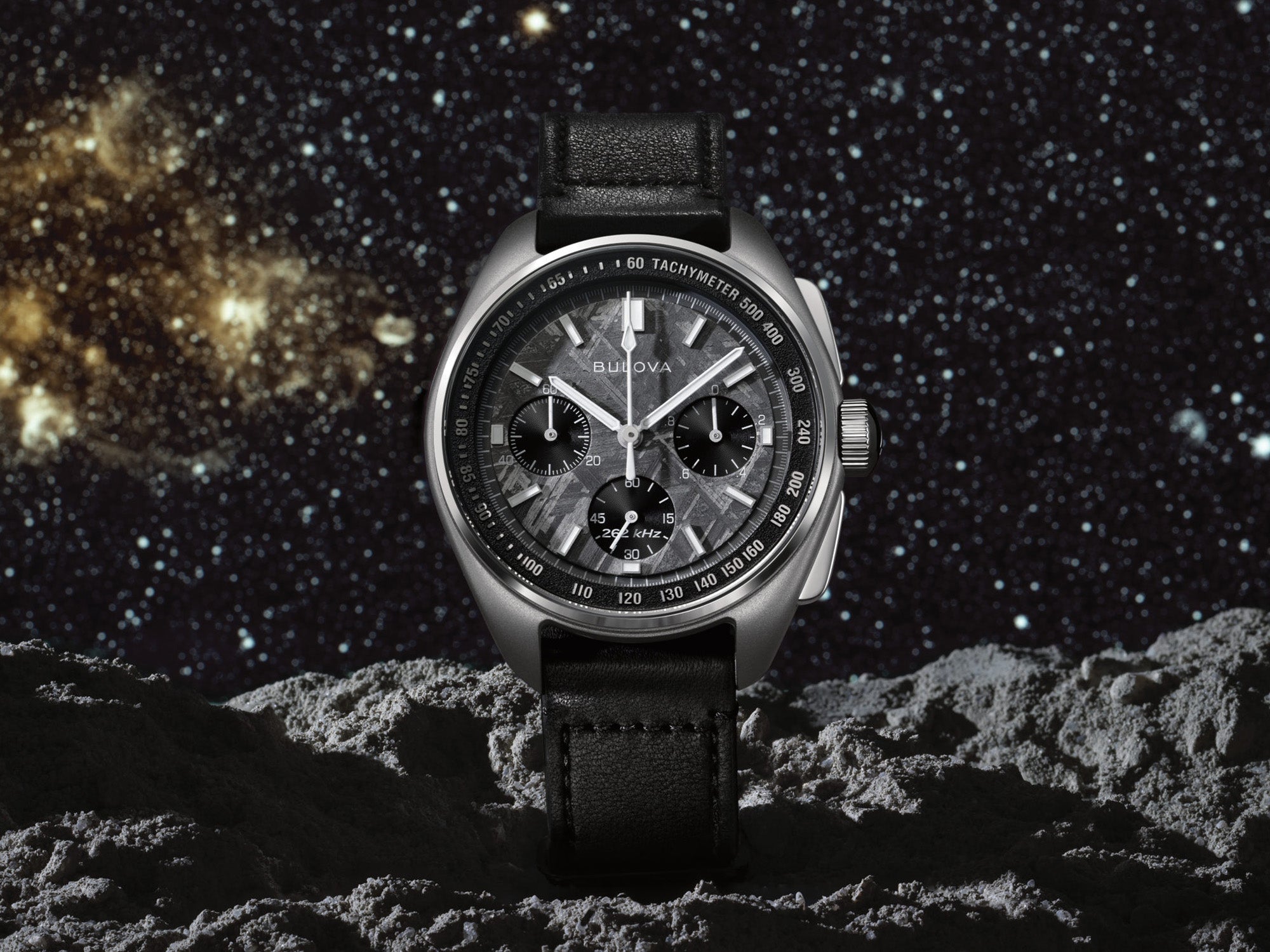 Bulova Lunar Pilot chronograph Meteorite Dial - front