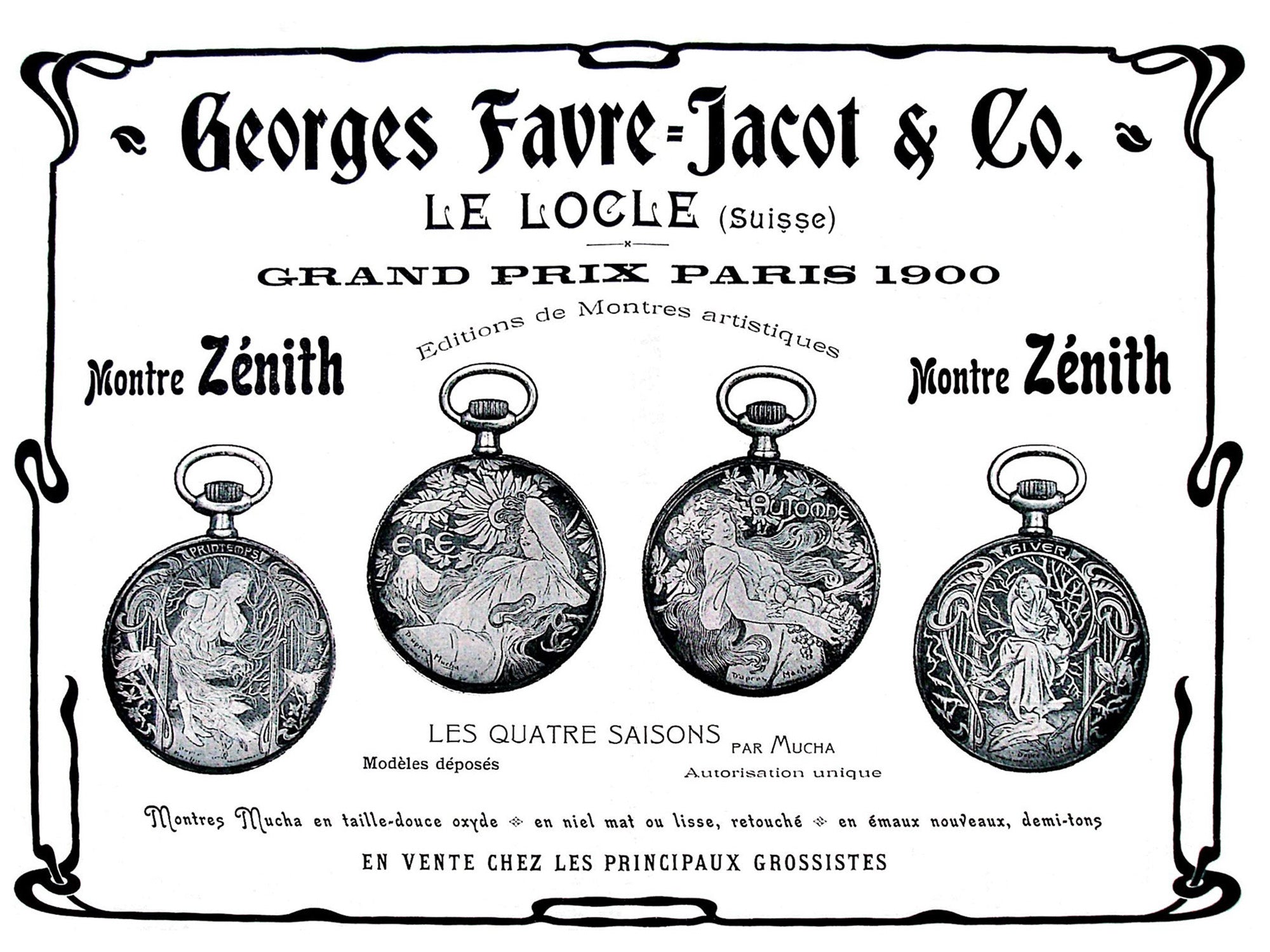 Zenith Favre-Jacot vintage ad 1902