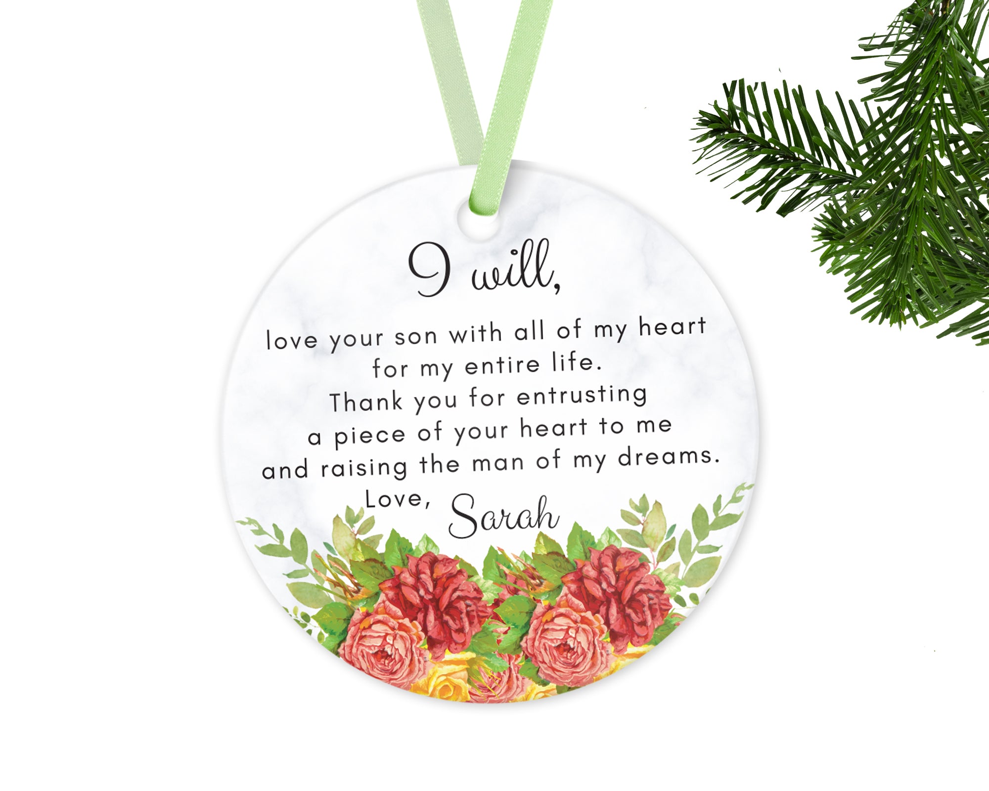 bride and groom personalized ornament