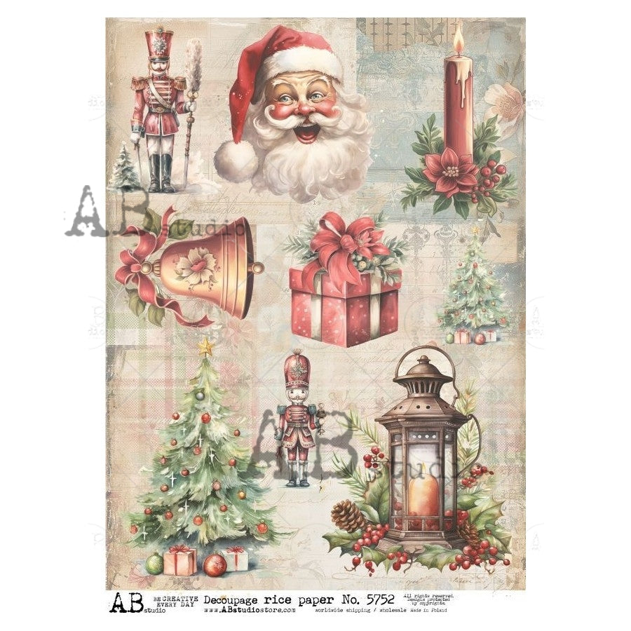 Christmas Labels Decoupage Rice Paper A4 Item No. 5752 by AB Studio