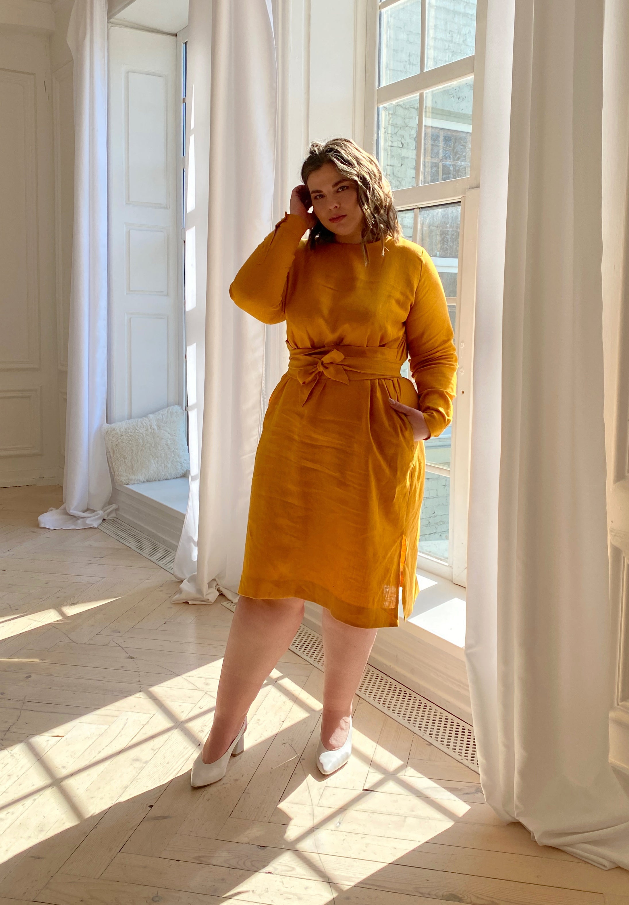 Cozy Destination Mustard Yellow Ribbed Knit Midi Dress