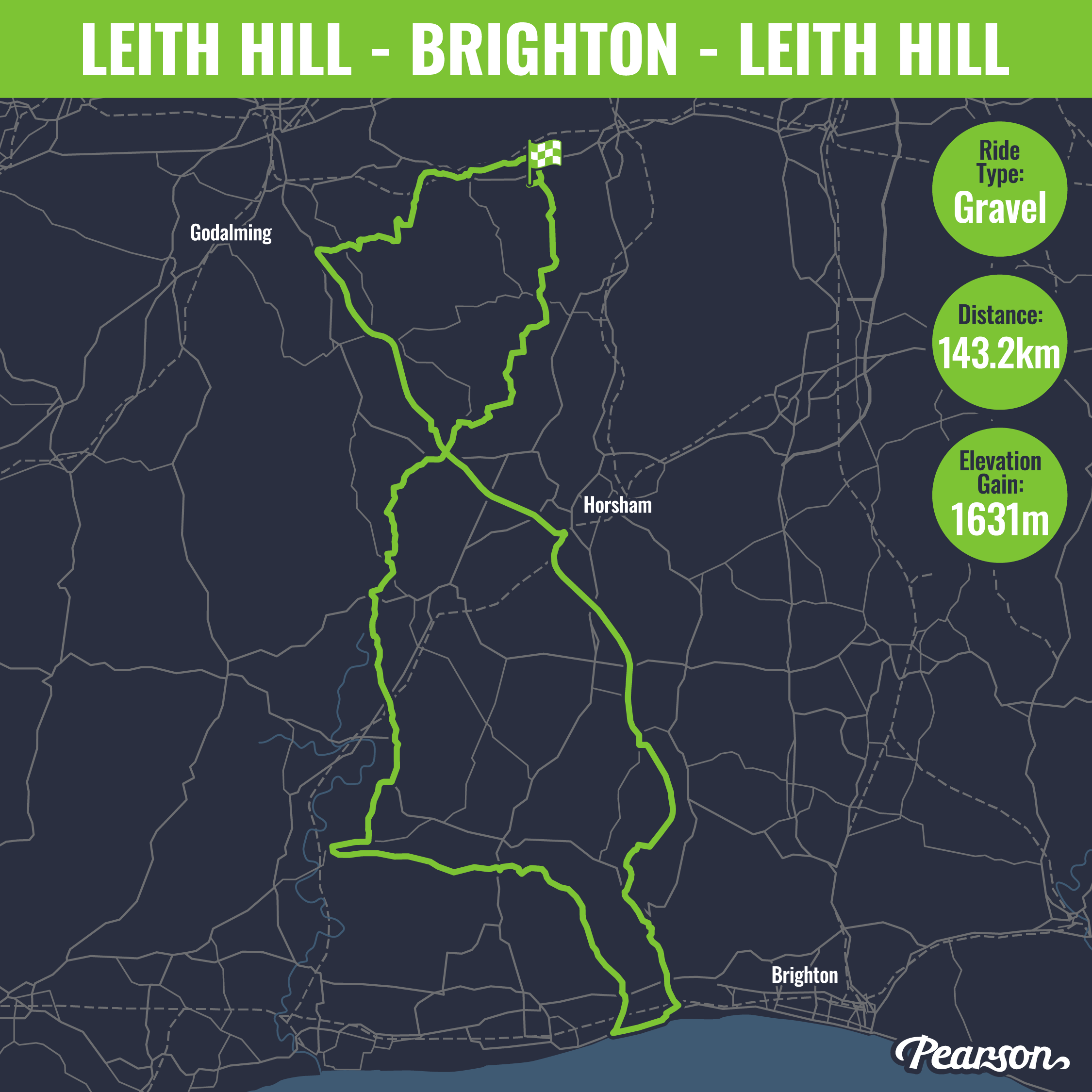 Leith Hill-Brighton-Leith Hill route map