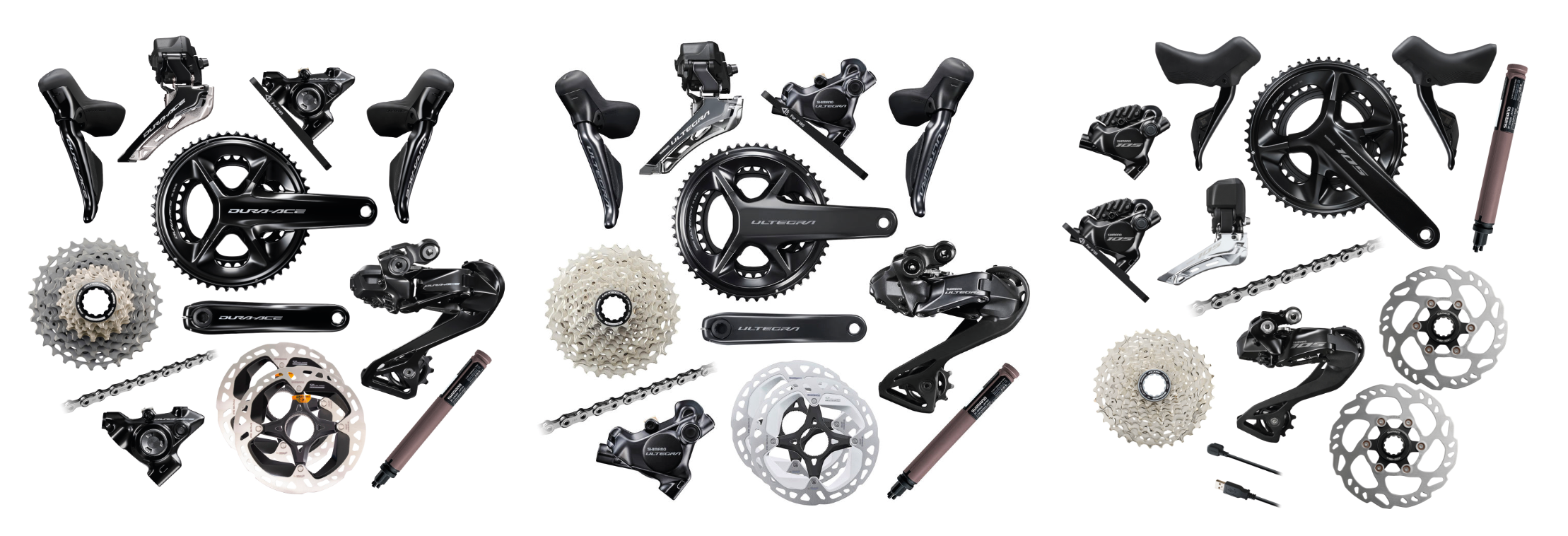 difference between dura ace ultegra and 105 di2 groupsets