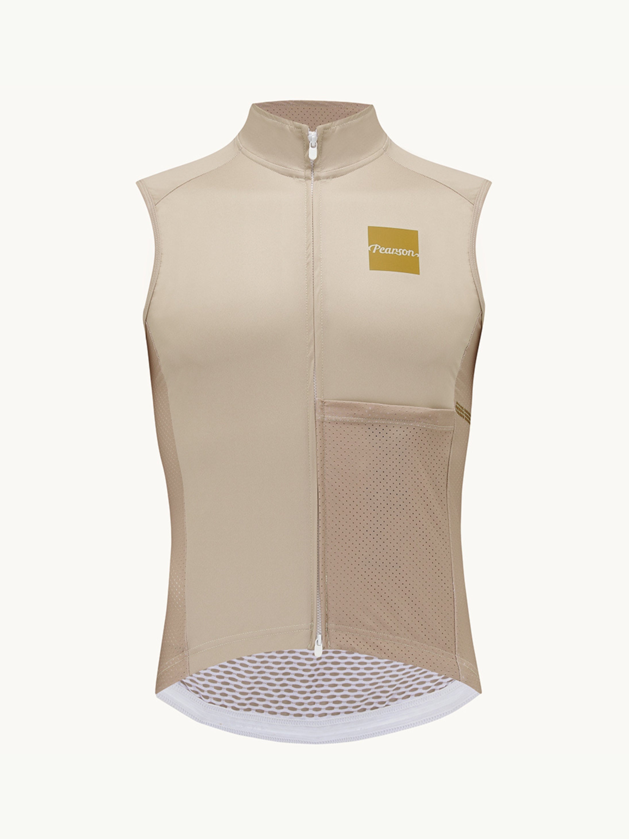 Pearson Cycles Pearson1860, Over the Top - Unisex Packable Windproof Gilet Sand, Sand / S