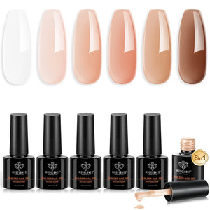 Breathable Skin Tone - 6 Colors 8-in-1 Builder Nail Gel Set 7ml【US/AU/EU ONLY】 - MODELONES