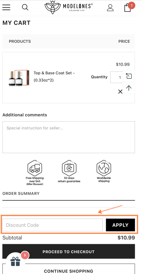 How do I apply a promotion code to my order?
