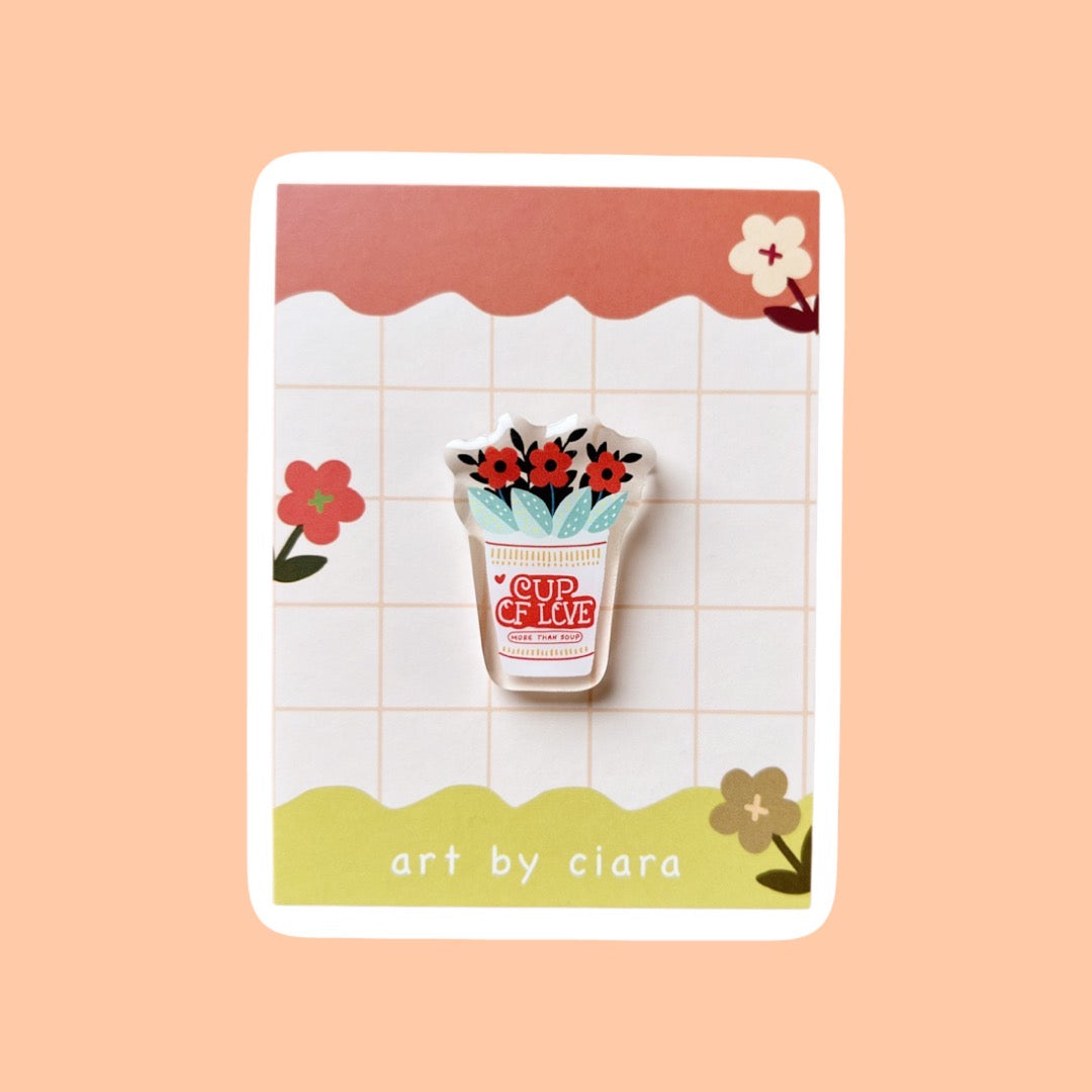  Cup of Love (Noodles) Acrylic Pin 