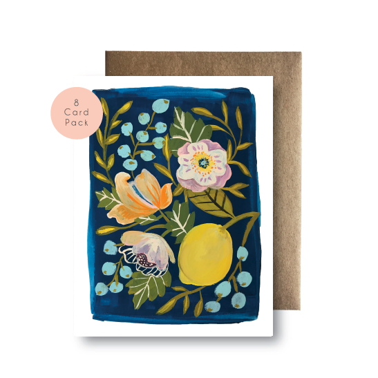  8 Card Boxed Set - Navy Lemon 