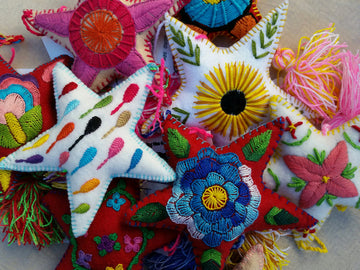 Hand Embroidered Felt Star Ornaments